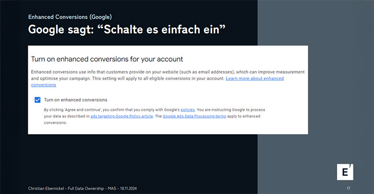 Google zu Enhanced Conversions: "Schaltet es einfach ein"